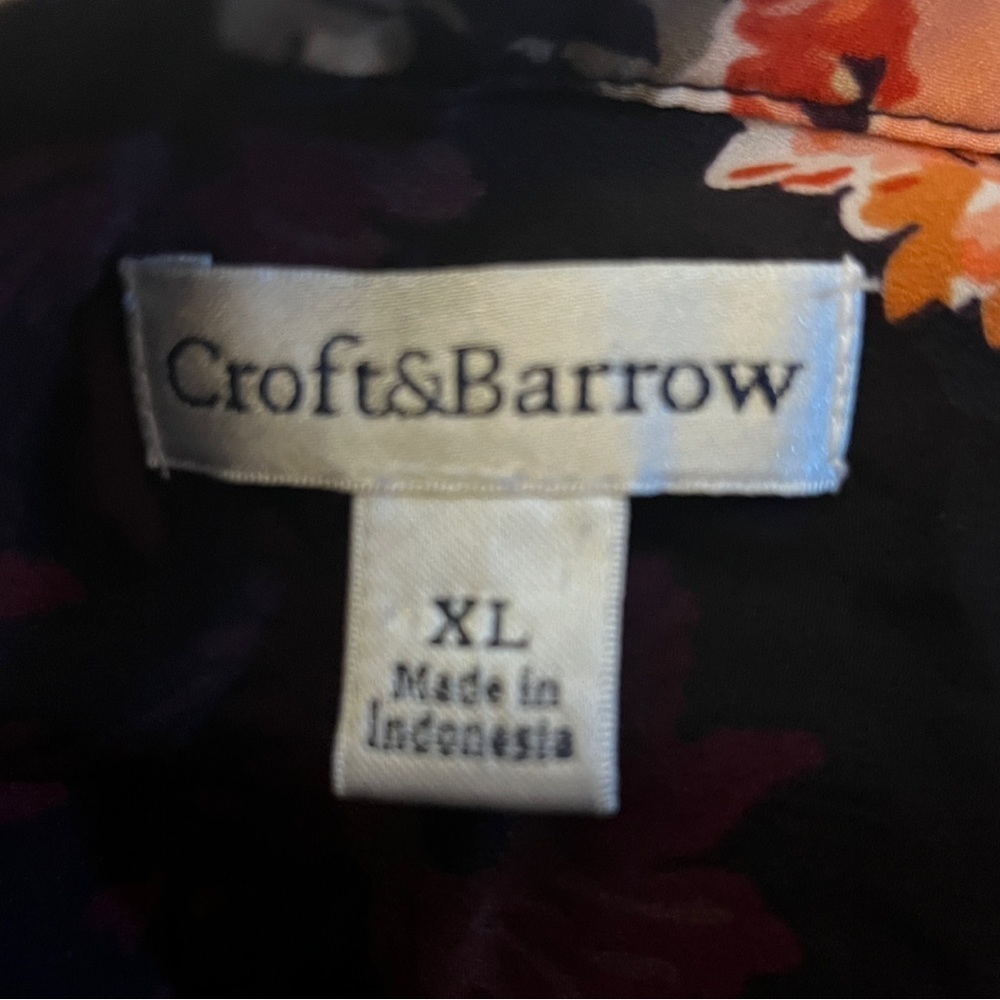 CROFT&BARROW Purple and Orange Button Down Long Sleeve Top with Pleating… - Picture 2 of 8